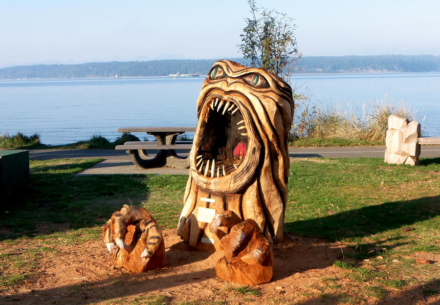 Kraken Released -Shoreline Park Wood Carving #1 by awesome43