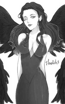 [C] detailed b/w halfbody commission #84