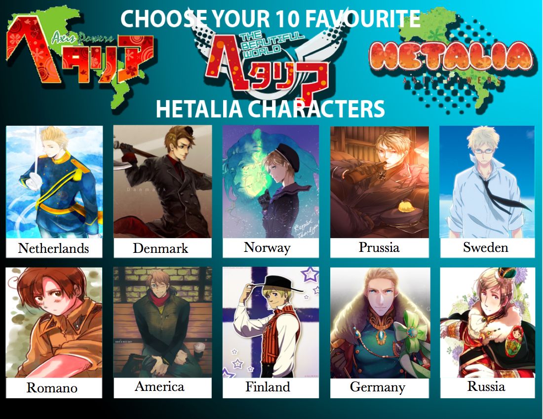 10 Favorite Hetalia Characters Meme