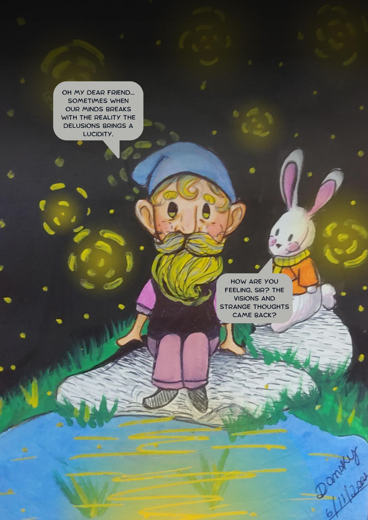 Knome Riding A Rabbit The gnome and the rabbit by Danskyarts on DeviantArt