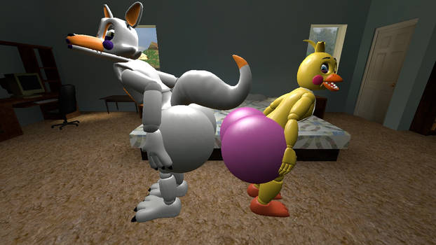 Lolbit and Toy Chica Butt to Butt Angle 1