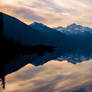 Sun Rise on Lake with Glacier