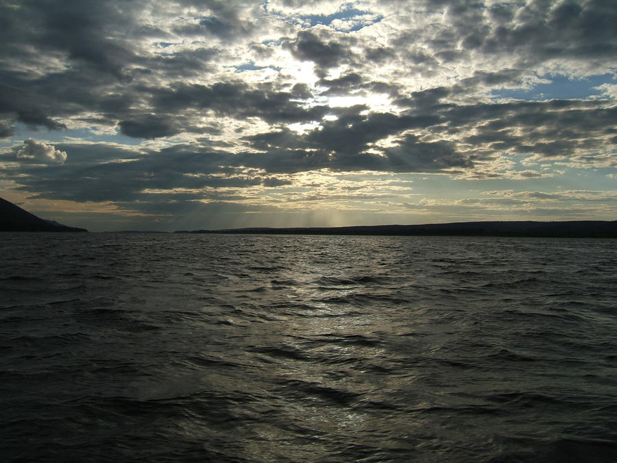 Crossing Volga in the evening