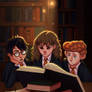 Night at the library (Harry Potter illustration)
