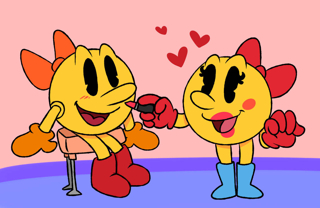 Ms. Pac-man and Ms. Pac-man by zerotwolover64 on DeviantArt
