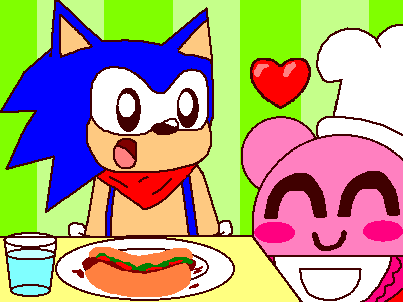 Cook Kirby Give Chiill Dog for Sonic