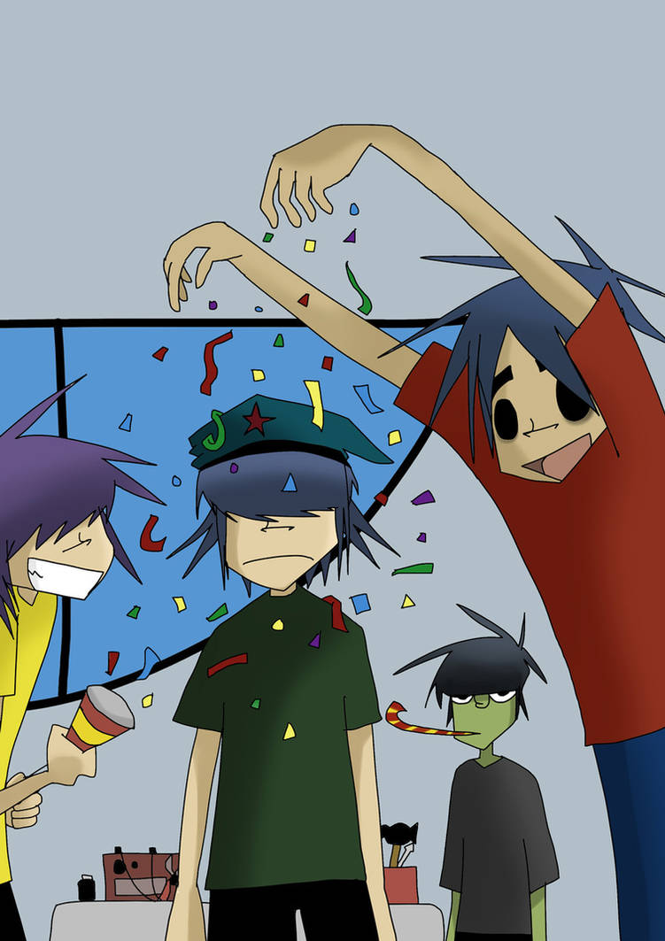 Gorillaz be happy. Гориллаз нудл и Мердок. Киборг нудл гориллаз. Gorillaz Noodle и 2d. Gorillaz 2d и нудл комиксы.