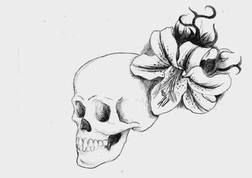 skull lily tattoo