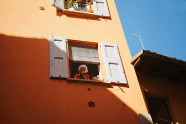 At the window