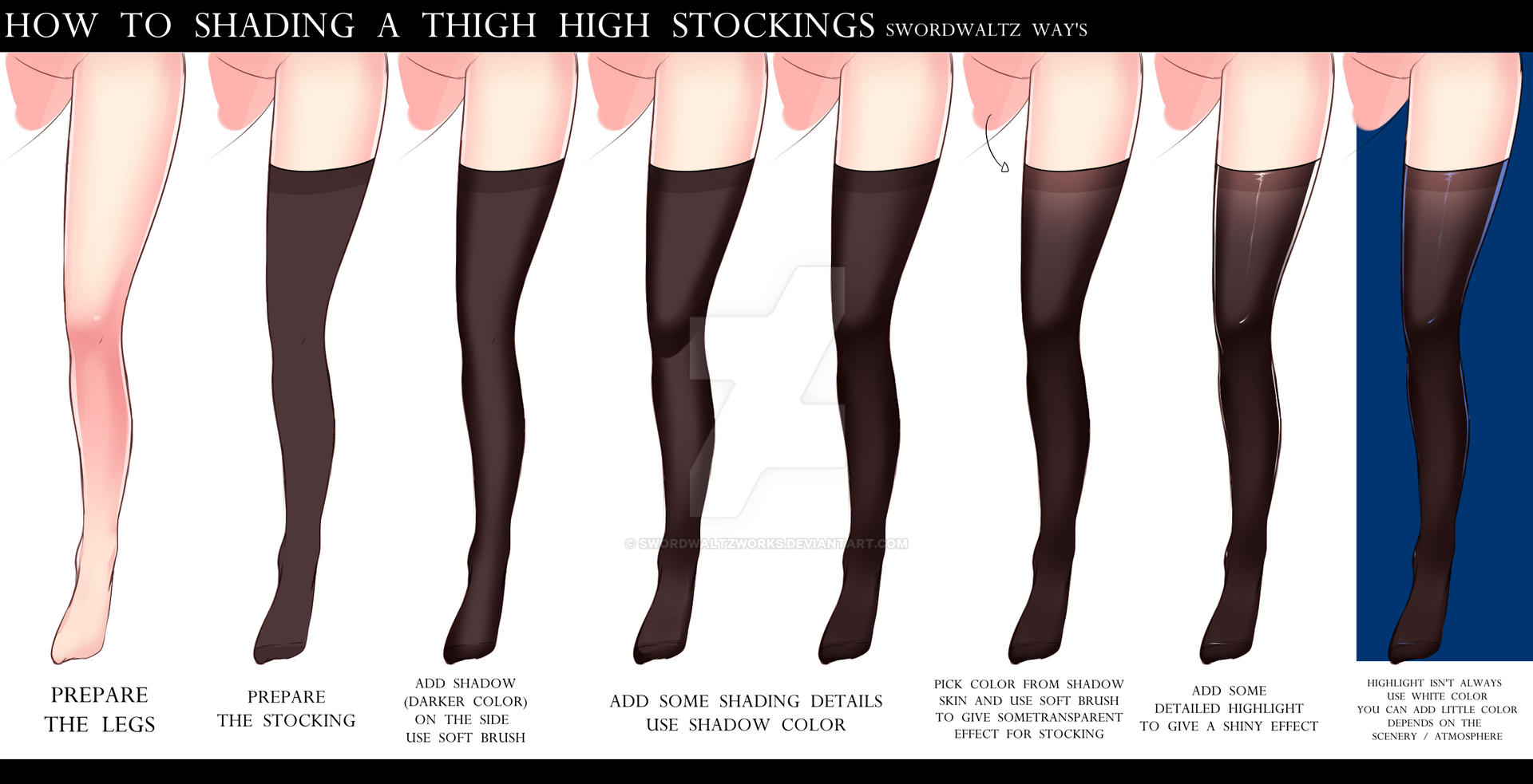 HOW TO SHADING THE THIGH HIGH STOCKINGS by SwordwaltzWORKS on DeviantArt