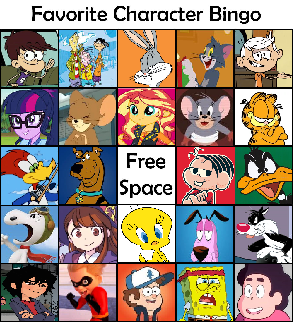 Favorite Cartoon Character Bingo by luizhenriquepeixotov on DeviantArt Favorite Cartoon Character Bingo by luizhenriquepeixotov on DeviantArt