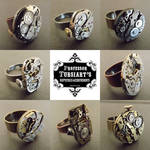 Eight Steampunk Watch Innard Rings by tursiart