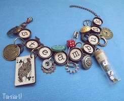 Steampunk Typewriter Key Charm Bracelet