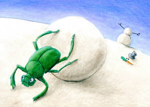 Dung Beetle Building a Snowman ATC