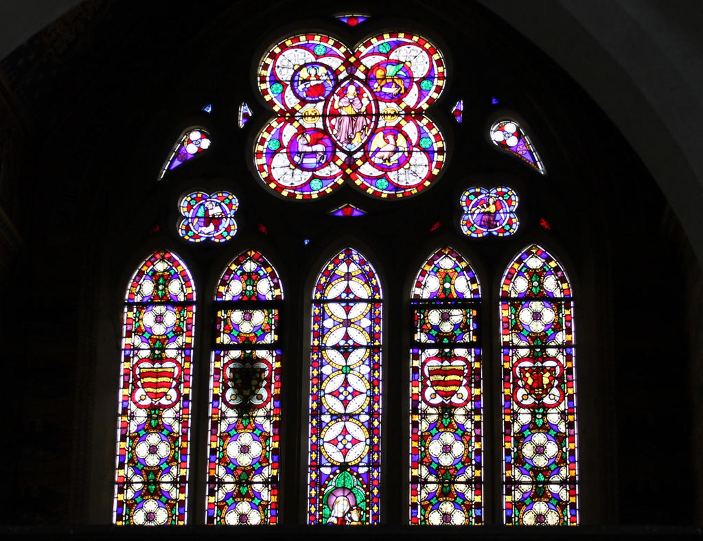 Stained glass windows from St Peter and St Paul's