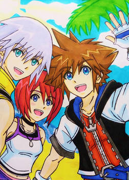 Sora, Kairi, and Riku: Happy days