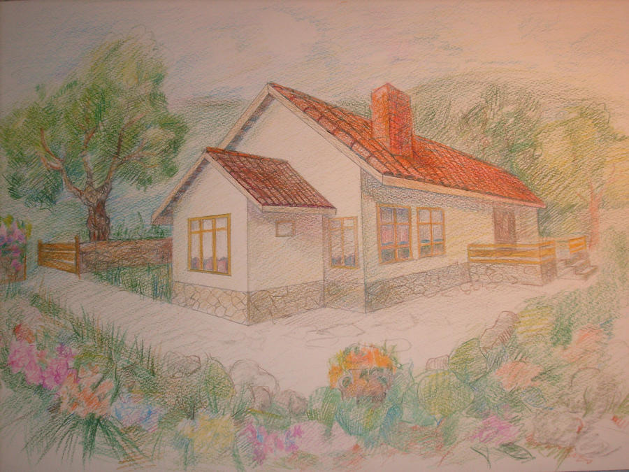 Рисунок дом мечты 7 класс изо. Домики цветными карандашами. Дом рисунок. Домик рисунок. Нарисовать дом цветными карандашами.