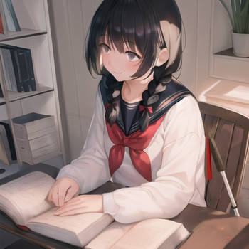 blind girl reading