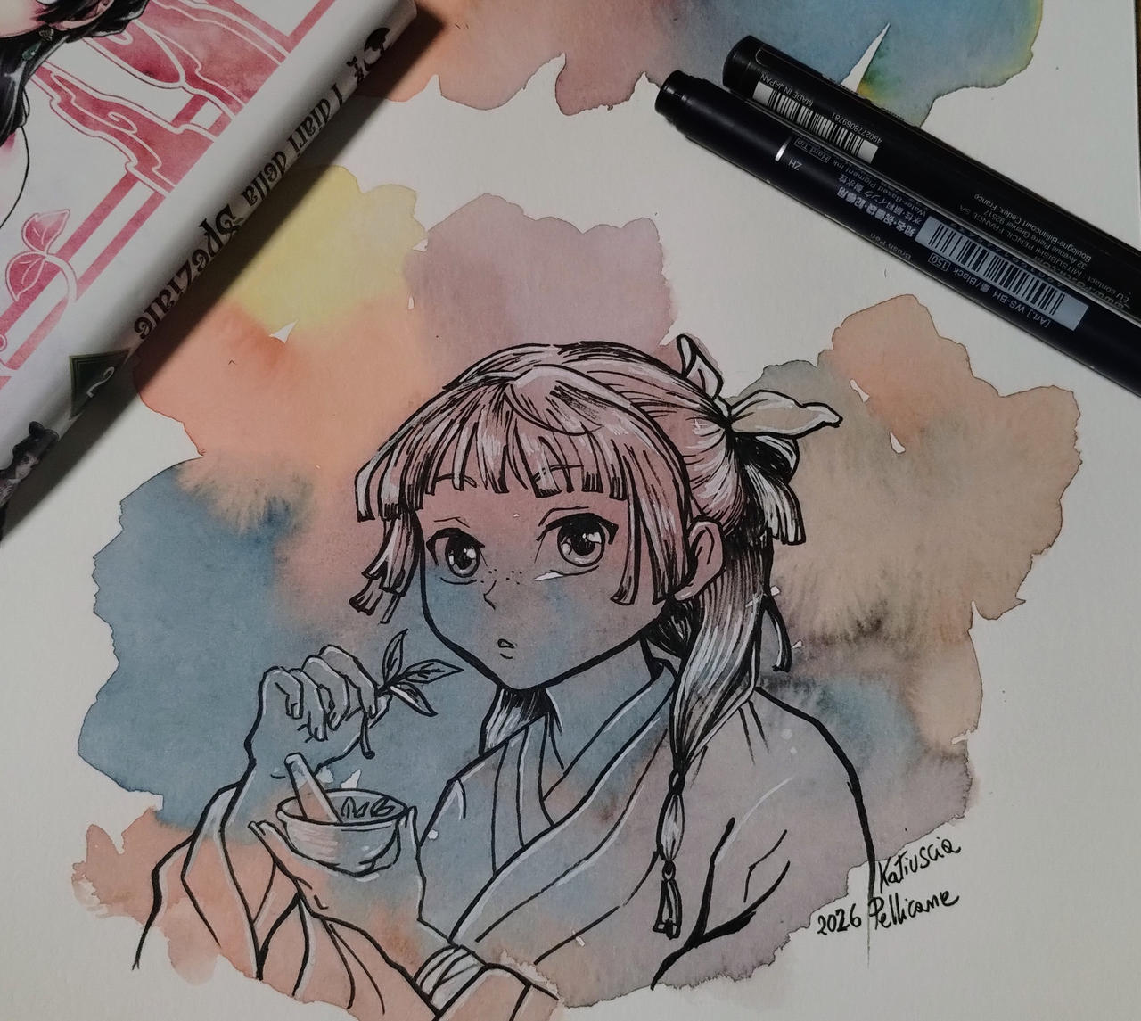 mao mao pen and watercolor