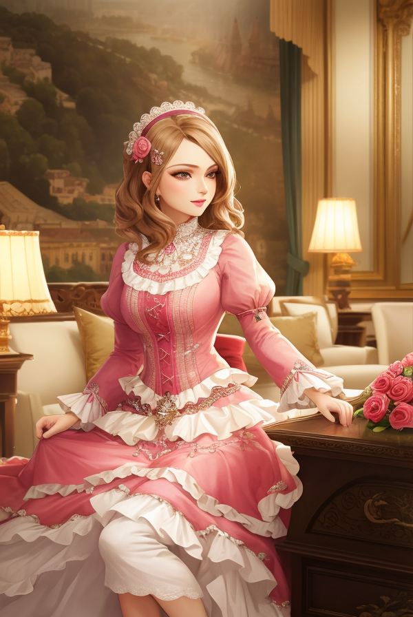 A Woman in a Pink Ruffle Dress by TheCollector820 on DeviantArt
