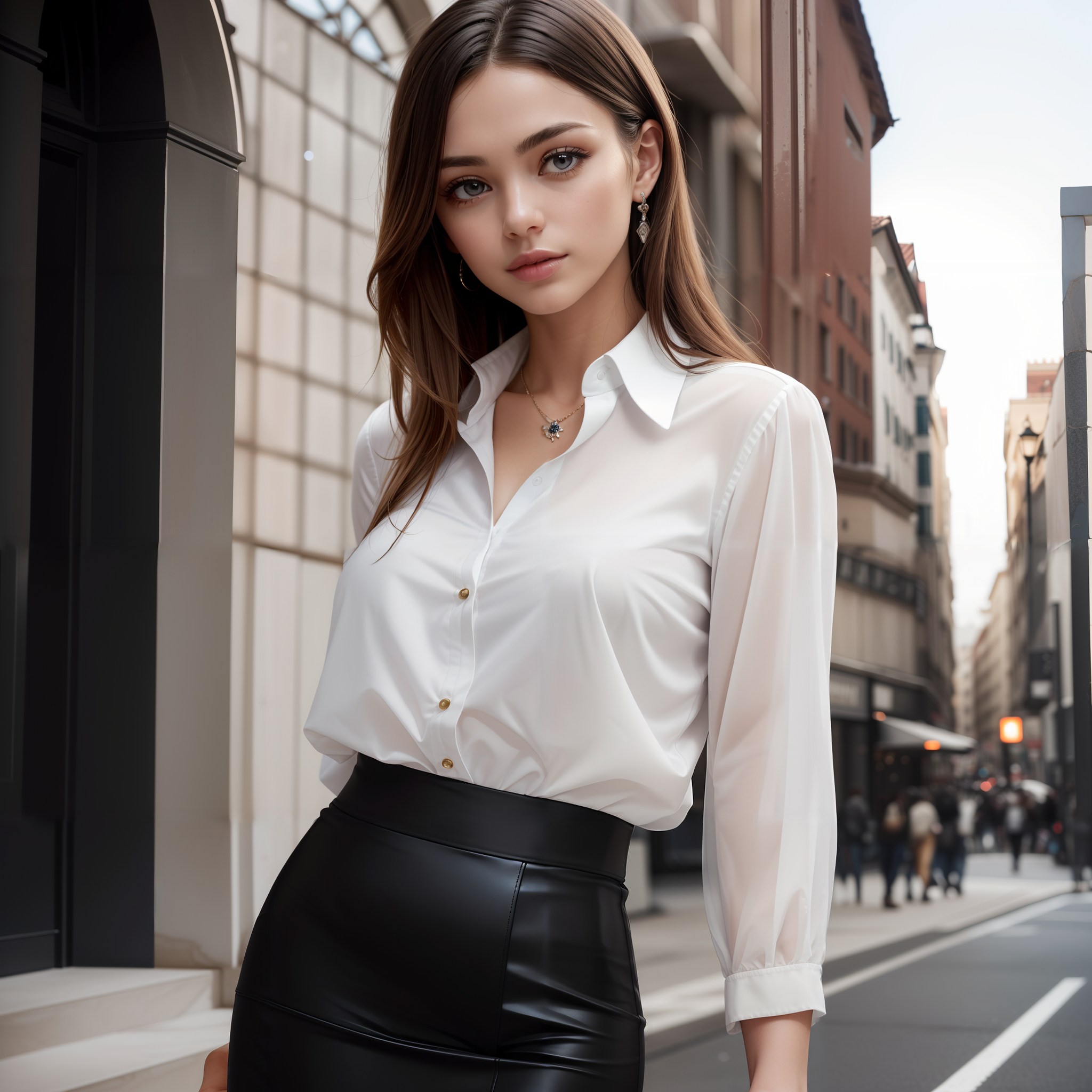 White leather sales skirt and top