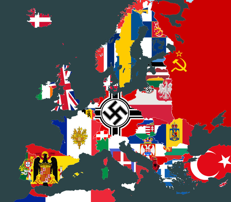 Карта европы 1939 с флагами