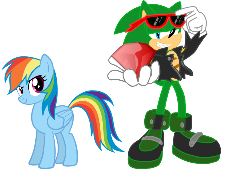 Scourge and Rainbow Dash with Chaos Emerald (Gift)