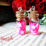 Earrings - Bottles with pink polymer clay stars