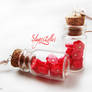 Earrings - Bottles with red flowers