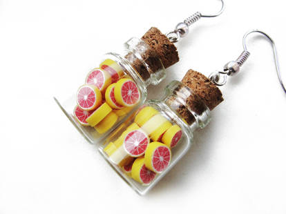 FOR SALE Bottle earrings - Grapefruit