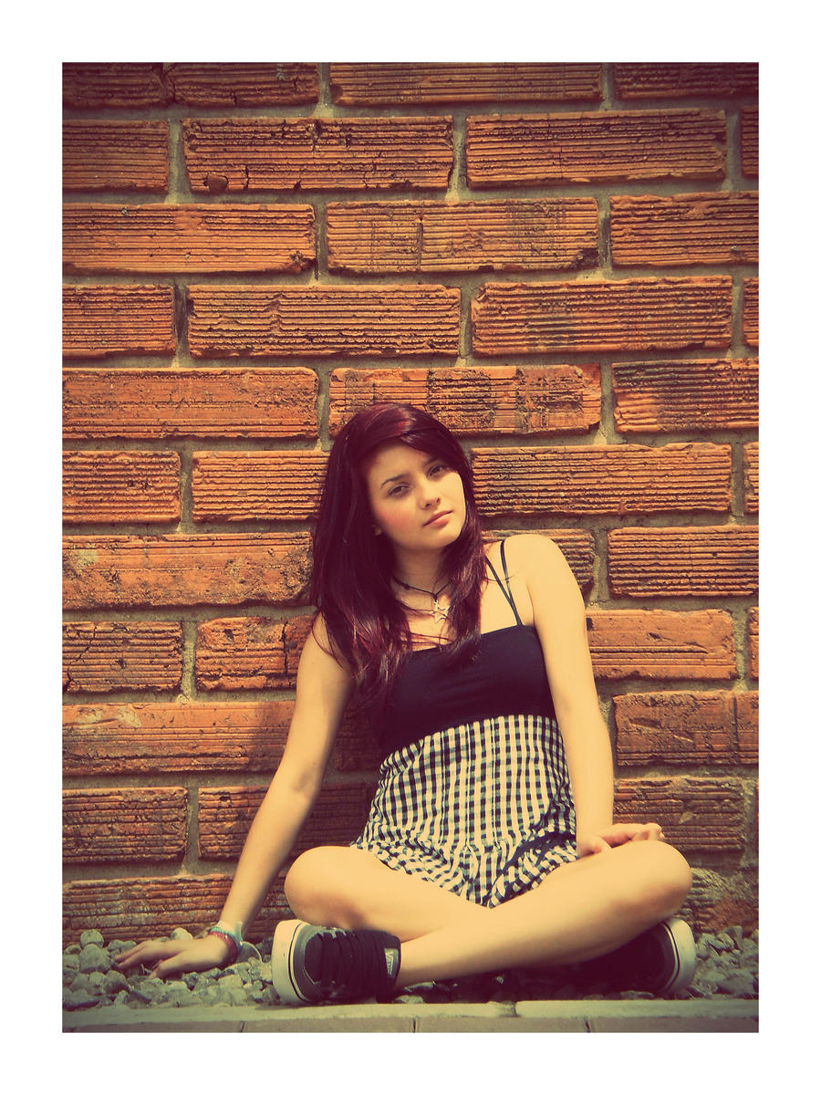 Cute girl Brick Wall