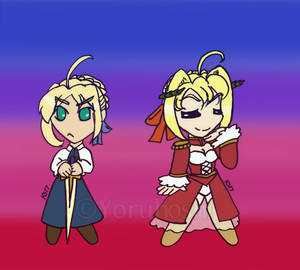 Chibi Sabers Arturia and Nero