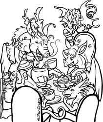 FR Mad Hatter Tea  Party Coloring Page