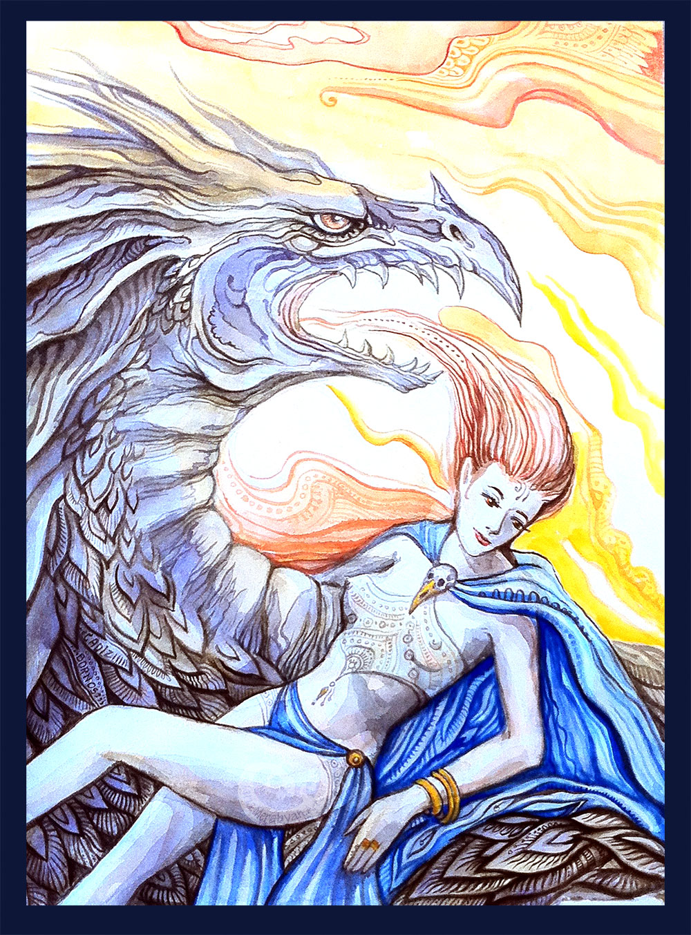 Solar goddess and dragon