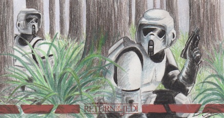 Star Wars ROTJ 3D - Scout Troopers Sketch Card 1