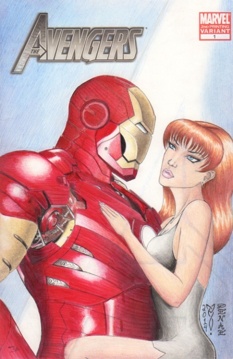 Iron Man-Pepper Potts Avengers Sketch Comic Cover