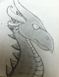 Pencil Sketch of a Dragon Head