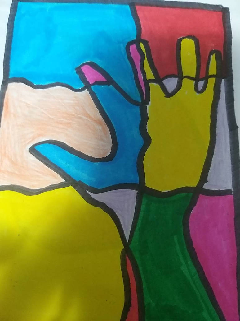 Drawing of a hand with colors. by devcitizenart12 on DeviantArt