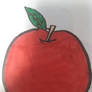 Drawing of an apple with a leaf.