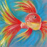 Colorful fish in aquarium drawing by pastel