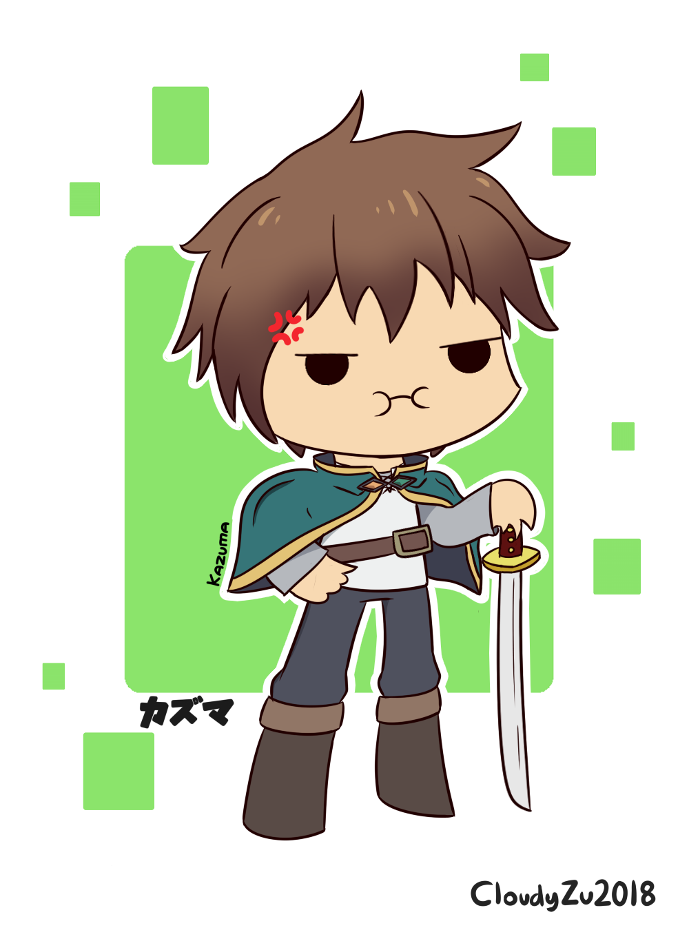 link-z on X: Kazuma #Konosuba #anime #photoshop #digitalpainting #chibi  #myart  / X