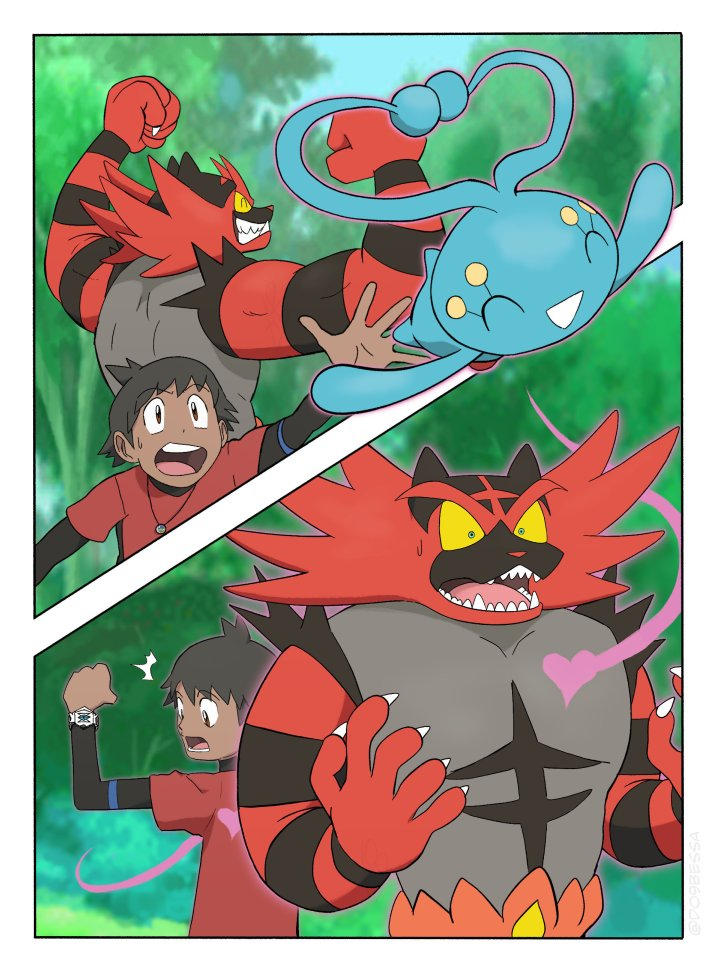 Commission - Heart Swap Trainer and Incineroar by D-O-9-Bessa on