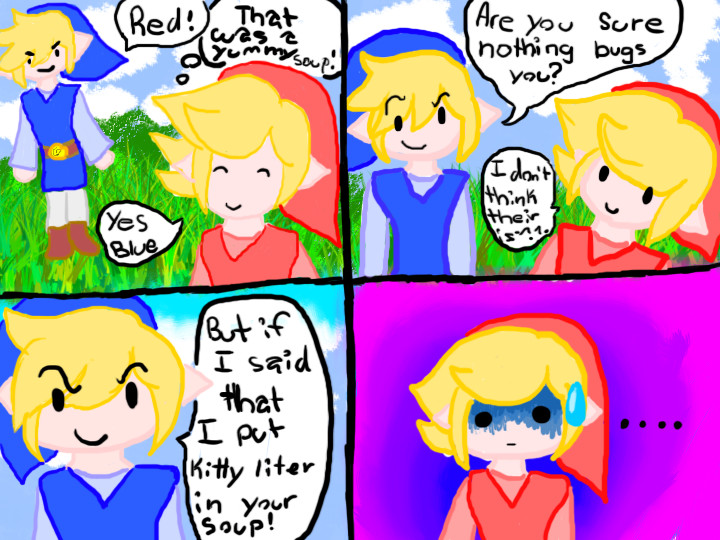 Blue link and red link comic