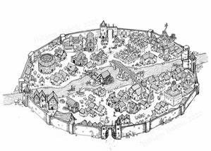 River Town Isometric Illustrated Map