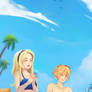 Ezreal and Lux pool party