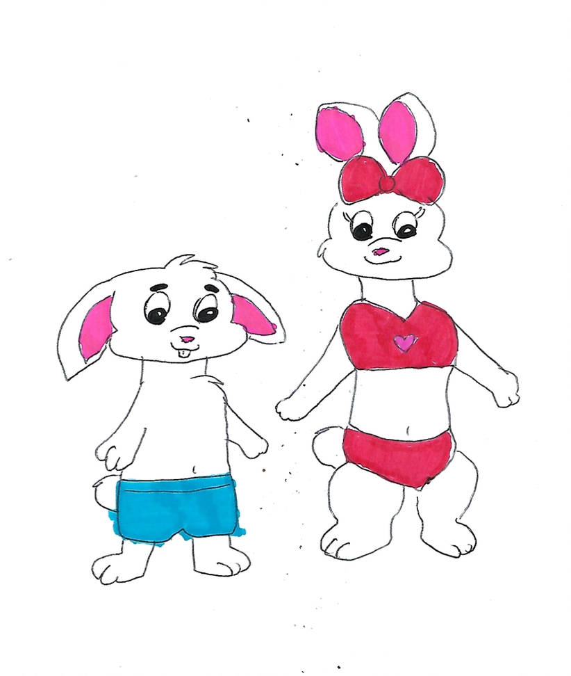 Skippy and sis bunny in swimwear by amazingtrixie on DeviantArt