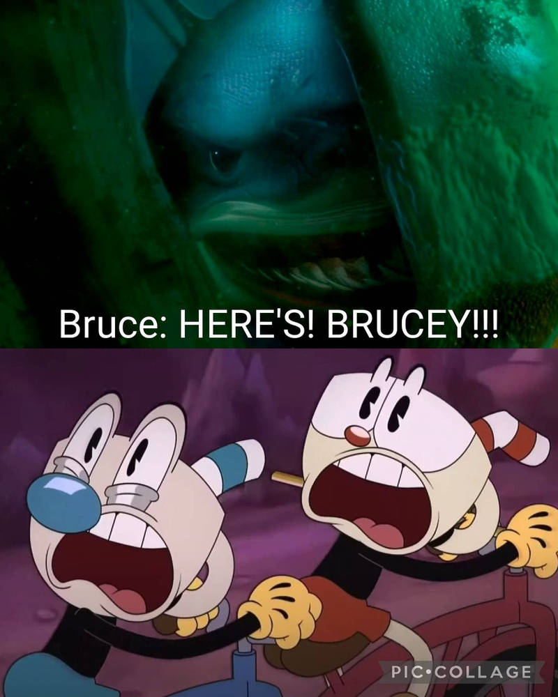 Bruce Scared Deviantart Bruce scared Cuphead and Mugman by ArtyDoesPictures on DeviantArt
