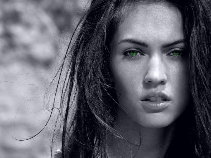 Megan with emerald eyes