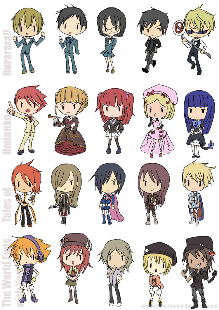 Chibi List Various Chibi Characters by ange-of-the-top-hat on DeviantArt