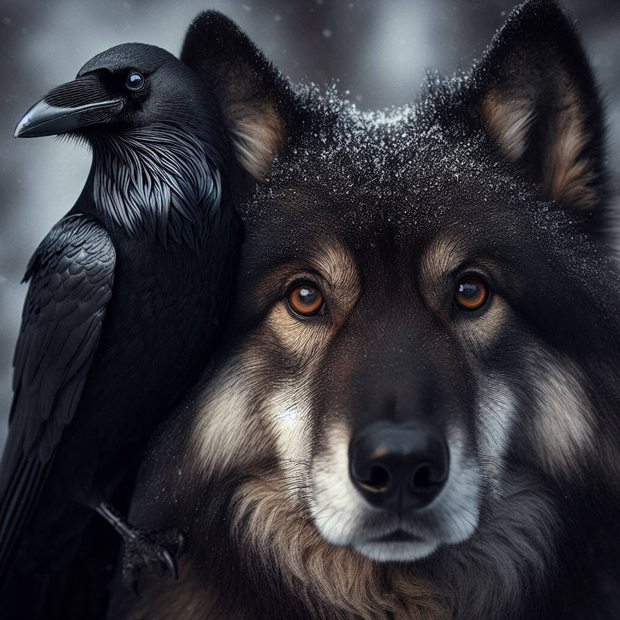 Wolf and Raven by CommanderRavenwolf on DeviantArt